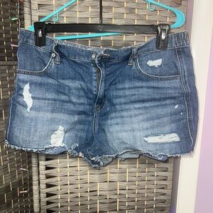 Aerie Blue Distressed Jean Shorts
